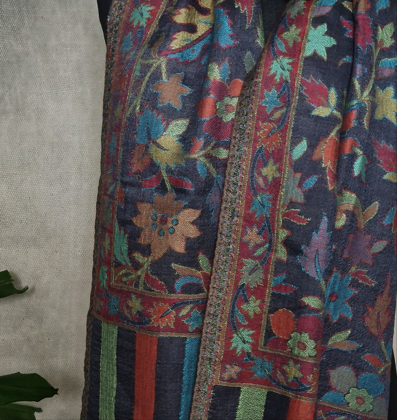Authentic Handwoven Kani Stole Handcrafted Pashmina Wrap Timeless Artisan Elegance