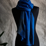 Bright Blue Kashmiri Paisley Weave Pashmina Scarf - Lapis Lazuli