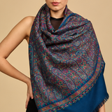 Royal Blue Kashmiri Kani Wool Shawl – Paisley Heritage Design