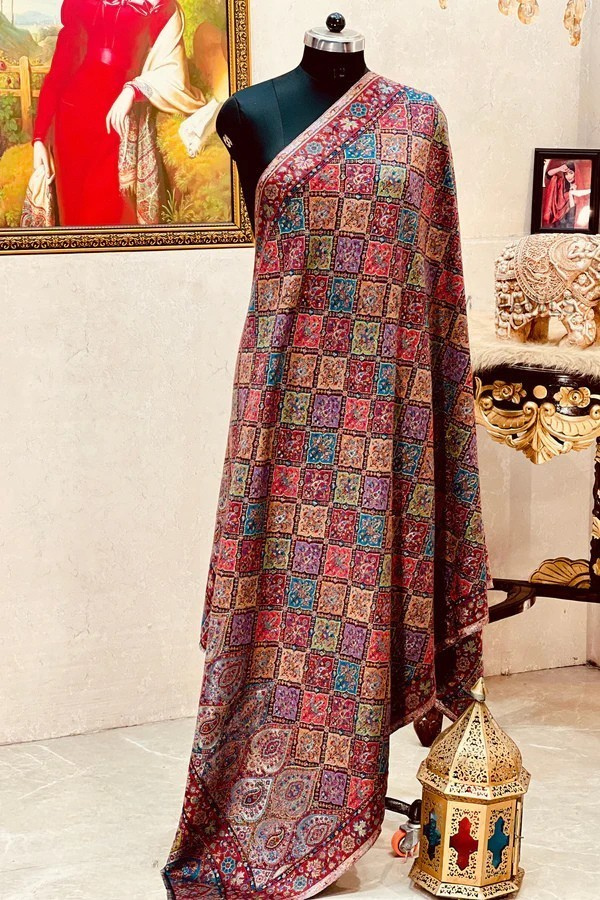 Heritage Zari Kani Woven Shawl – 100% Pure Wool Luxury - Baga Ethnik Living Default Title