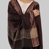 Pure Wool Self-Striped Shawl with Border Design – Warm, Soft & Elegant in deep maroon