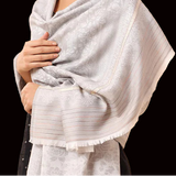 Pashmina Blended Wool Reversible Self Design Shawl – Elegant Silver Grey