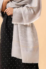 Pashmina Blended Wool Reversible Self Design Shawl – Elegant Silver Grey