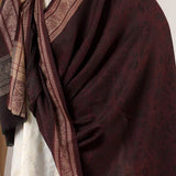 Pure Wool Self-Striped Shawl with Border Design – Warm, Soft & Elegant in deep maroon