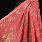 Pure Wool Reversible Pink Floral Motif Shawl – Soft Warm Wool Wrap Scarf for Women