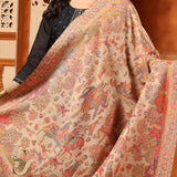 Light Pink Kani Pashmina Blend Wool Shawl - Lightweight & Warm