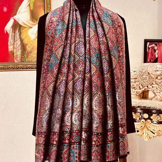 Heritage Zari Kani Woven Shawl – 100% Pure Wool Luxury - Baga Ethnik Living Default Title