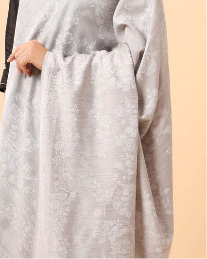 Pashmina Blended Wool Reversible Self Design Shawl – Elegant Silver Grey