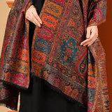 Pure Wool Kani Ethnic Weave Shawl – Black (Woolmark Certified)