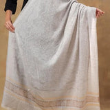 Pashmina Blended Wool Reversible Self Design Shawl – Elegant Silver