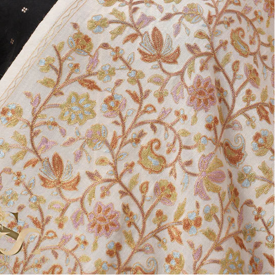 Pashmina Nalki Embroidery Weave Stole – Pristine White