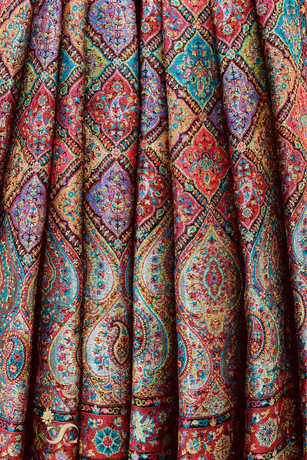 Heritage Zari Kani Woven Shawl – 100% Pure Wool Luxury - Baga Ethnik Living Default Title