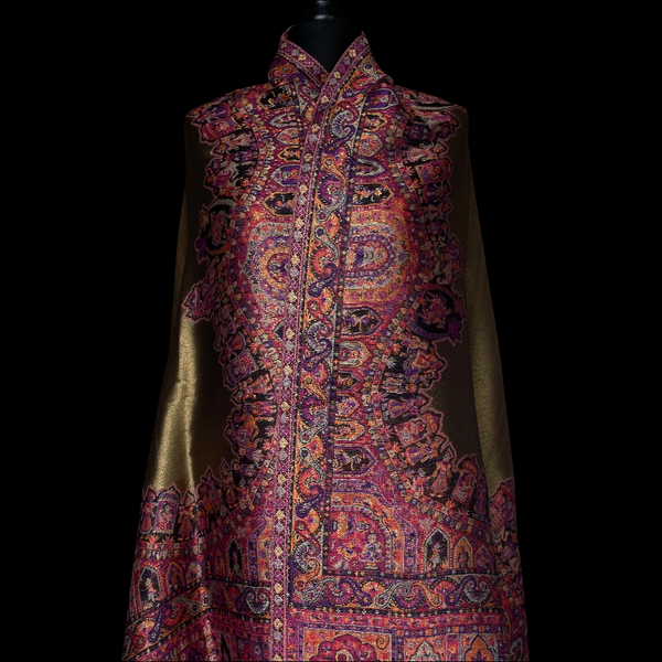Moonlight Pashmina – Gold-Fuscia Two-Tone Darbar Kani Shawl - Baga Ethnik Living Default Title Accessories:Scarves & Wraps