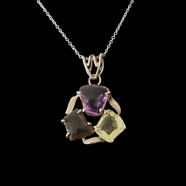 Stunning Citrine and Amethyst Pendant in 925 Sterling Silver