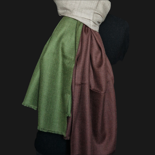 Luxury Kashmir Pure Ombré Pashmina Stole - Avocado Green