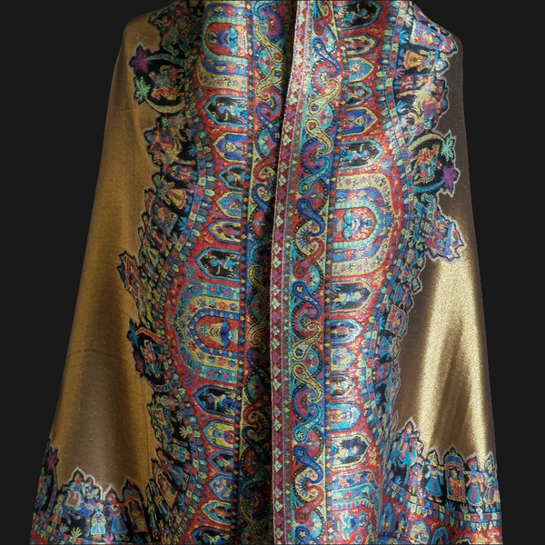 New collection Moonlight Pashmina – Golden Blue Two-Tone Mughal Shawl