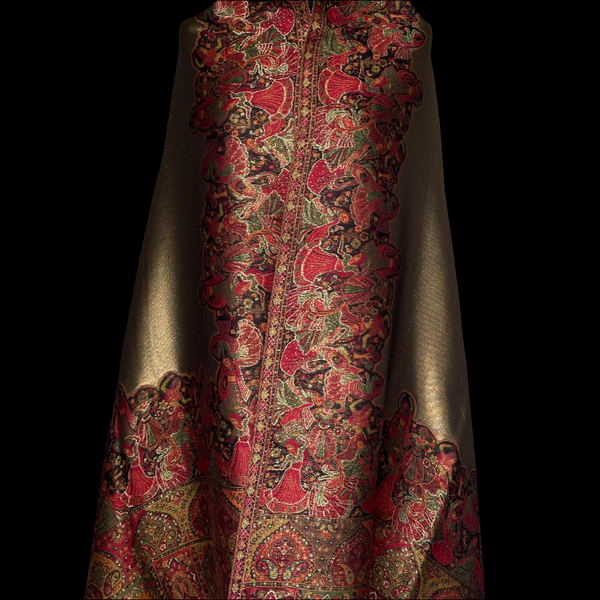 Moonlight Pashmina – Gold-Red Two-Tone Darbar Kani Shawl - Baga Ethnik Living Default Title Accessories:Scarves & Wraps