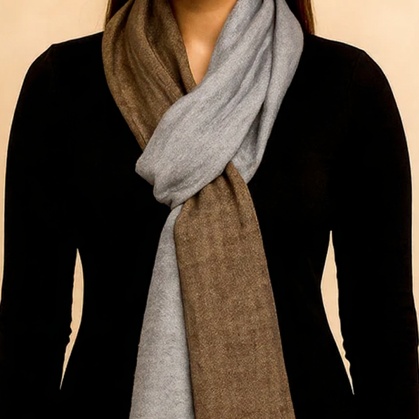 Twilight Collection Shawl – Grey & Gold Grace, Handwoven Elegance