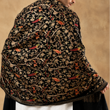 Shikaar-e-Kashmir – Men’s Black Pashmina Wool Shawl with Tilla Embroidery