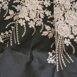 Handmade Bunch Flower Embroidery Black Pashmina Stole