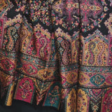 Mandala Muse Full Kani Weaved Black Pashmina Wool Shawl – Multicolour Floral Paisley