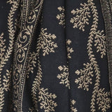 Black Pure Wool Stole – Silver Zari Woven Style