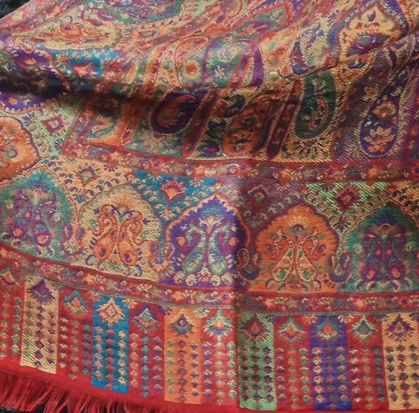 New collection Moonlight Pashmina – Orange-Red Two-Tone Mughal Shawl