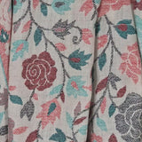 Pink and Teal Rose Motif Kani-Style White Stole – Silk Modal Blend