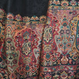 Zari Moonlight Kani Weave Pure Wool Palla Black Paisley Border Luxury Shawl