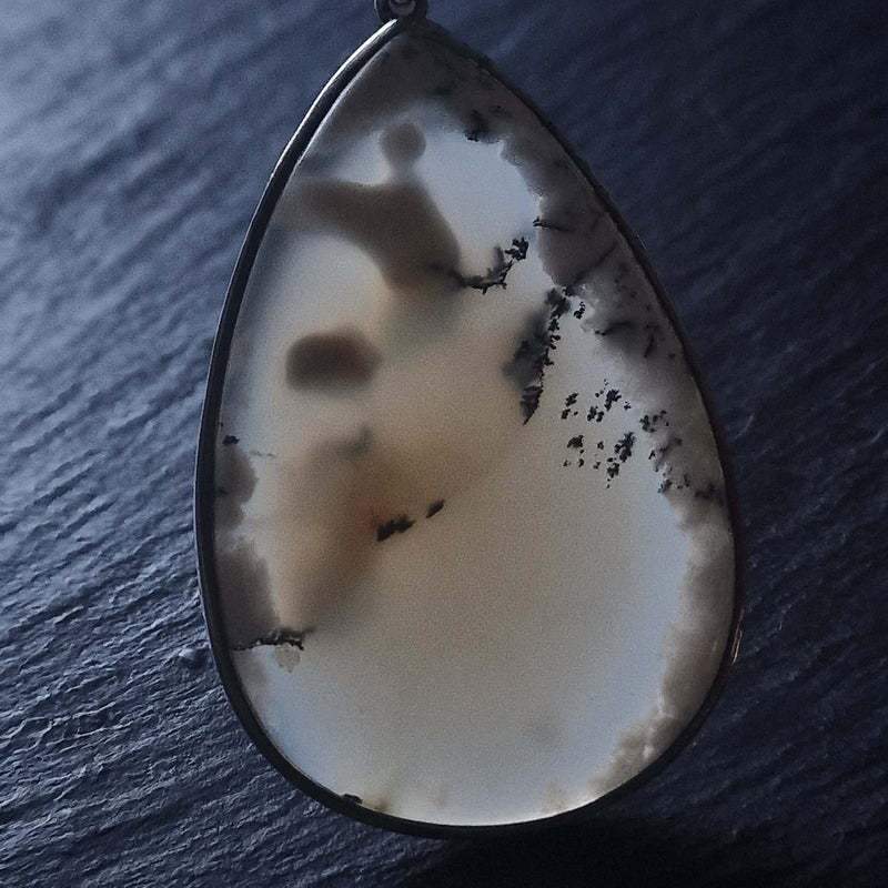 Himalayan Tear Drop Sterling Silver 925 Agate Necklace