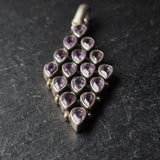 Faceted Amethyst Diamond-Shaped Pendant – 925 Sterling Silver Handmade Jewellery