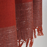 Geranium Red Yak Wool Stole – Handwoven Raw Border Tassel Wrap