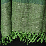 Fern Green Yak Wool Stole&nbsp;– Raw Border Tassel Wrap