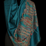 Pure Wool Paisley Palla Kani Stole – Teal
