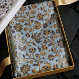 Pure Pashmina Gold Floral Design Nalki Embroidery Stole – Mist Blue