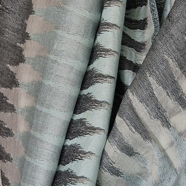 Luxury Ikat Handwoven Fine Wool Pashmina Light Blue Stole - Smoky Teal - Baga Ethnik Living Default Title Accessories:Scarves & Wraps
