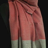 Coral Red Yak Wool Stole – Woven by Hand, Edged in Raw Wool