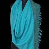 Turquoise Handspun Yak Wool Stole – Fine Weave, Raw Edge, Pure Craft - Baga Ethnik Living Default Title Accessories:Scarves & Wraps