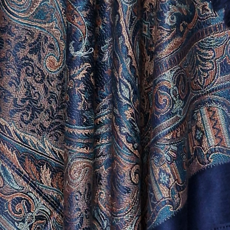 Royal Jamawar Mens Shawl – Navy Blue, Kani Style