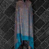 Royal Jamawar Men’s Shawl – Turquoise Blue, Kani Style