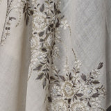 Handmade Bunch Flower Embriodery Design White Pashmina Stole