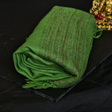 Green Handspun Yak Wool Stole – Fine Weave, Raw Edge, Pure Craft - Baga Ethnik Living Default Title Accessories:Scarves & Wraps