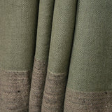 Sage Green Yak Wool Shawl – Handspun Fine Wool, Brown Raw Borders, Artisan Crafted - Baga Ethnik Living Default Title Accessories:Scarves & Wraps