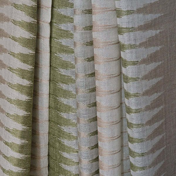 Handwoven Fine Wool Green Ikat Pashmina Kashiri Stole Scarf - Soft Fern - Baga Ethnik Living Default Title Accessories:Scarves & Wraps