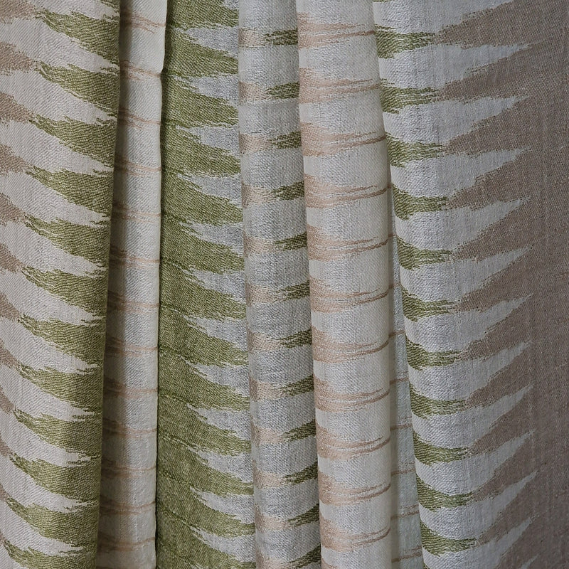 Handwoven Fine Wool Green Ikat Pashmina Kashiri Stole Scarf - Soft Fern - Baga Ethnik Living Default Title Accessories:Scarves & Wraps