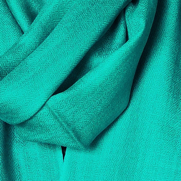 Kashmiri Diamond Weave Handwoven Pashmina Scarf - Turquoise Blue