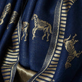 Twilight Reversible Shawl – Royal Blue & Gold Moonlight Design