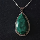Raw Natural Emerald Gemstone Silver Sterling Pendant