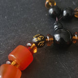 Genuine Handmade Tibetan 9-Eye Dzi Agate Bracelet with Engraved Beads