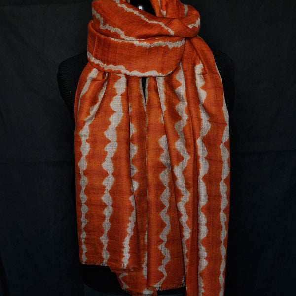 Authentic Tie-Dyed Pure Kashmiri Pashmina Shawl - Amber